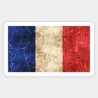 Vintage Aged and Scratched French Flag Sticker